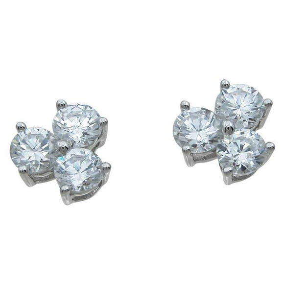 Sterling Couture e6975 Sterling Boucles d'Oreilles en Argent Trois Pierres