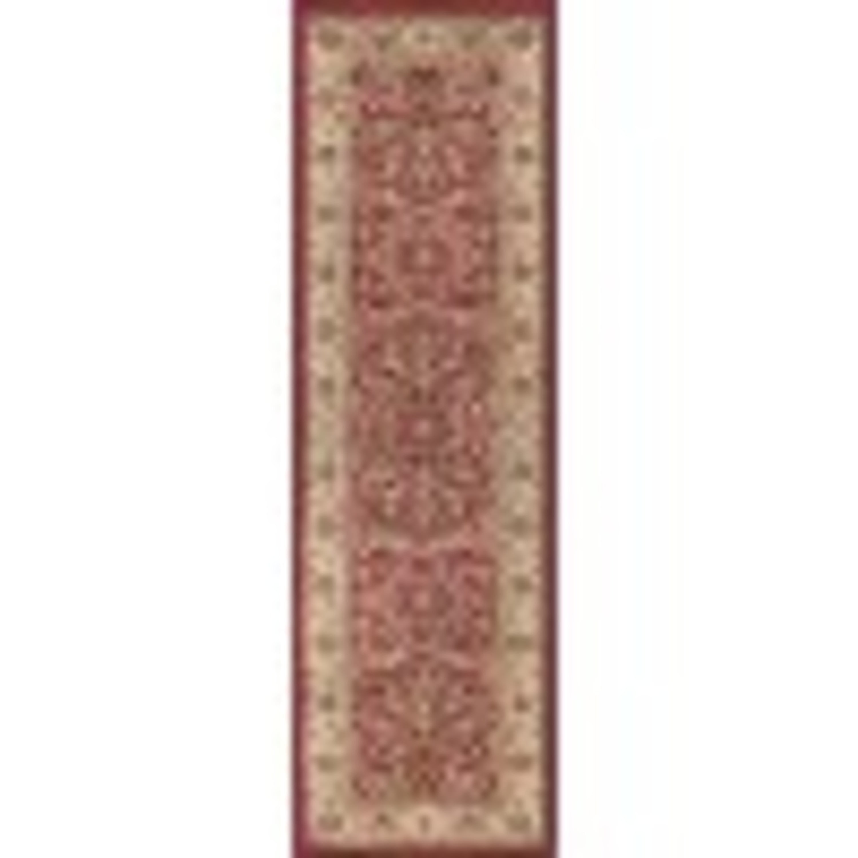 Sensation Traditional 2' x 7' Red and Beige Polypropylene Indoor Area Rug