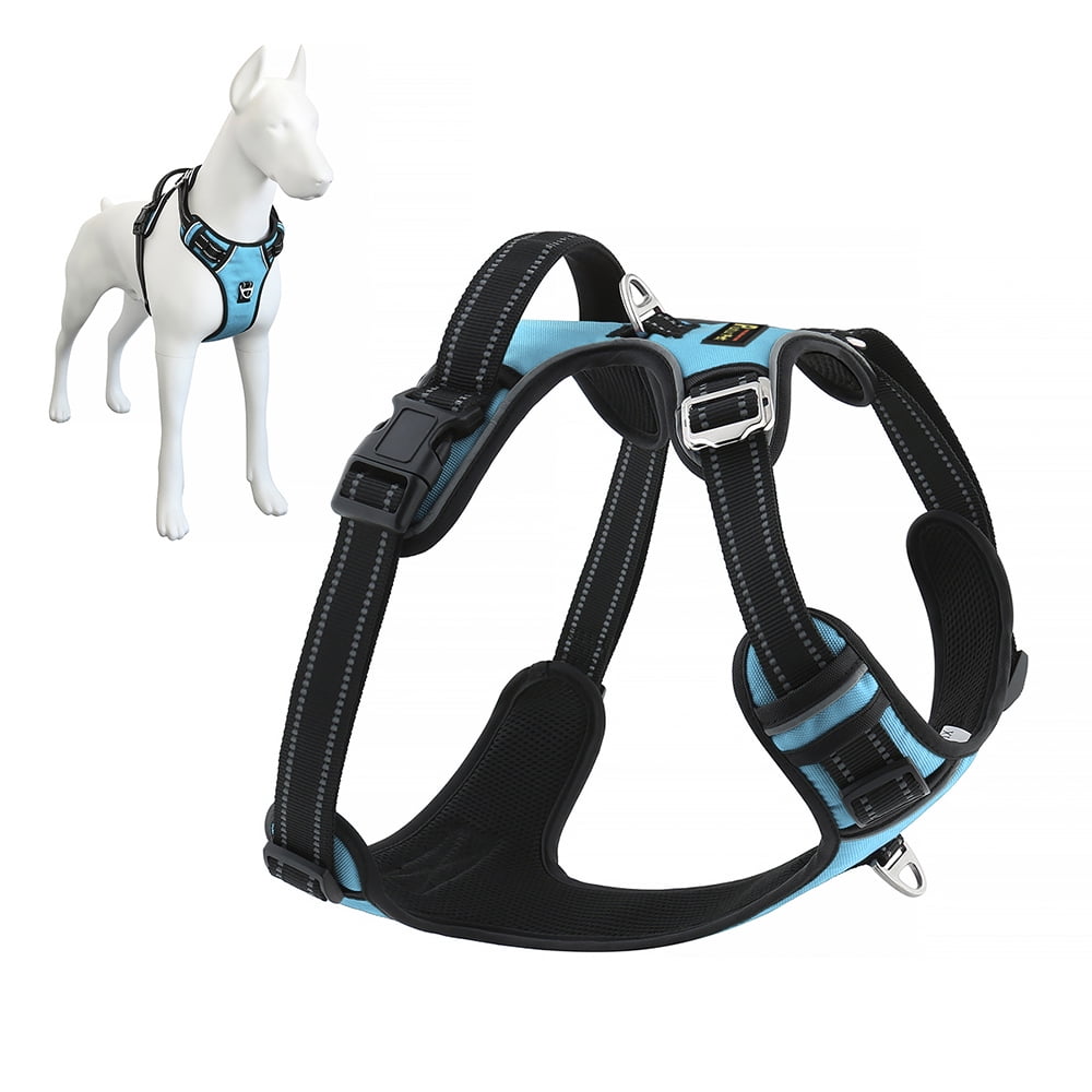 Plutus Pet No Pull Dog Harness, Release at Neck, Adjustable Reflective Dog Vest Harness, M, Cyan