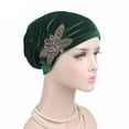 thumbnail image 4 of Women's Elegant Soft Velvet Turban Beanie with Beaded Flower Hat Chemo Cap Liner for Cancer Hair Loss Ladies, 4 of 7