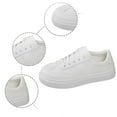 thumbnail image 5 of Women's Fashion Sneakers Flat Low-Top Lace-Up Comfortable School Casual Tennis Shoes Walking Travel Shoes Dress Sneakers(Color:White,Size:6.5), 5 of 9