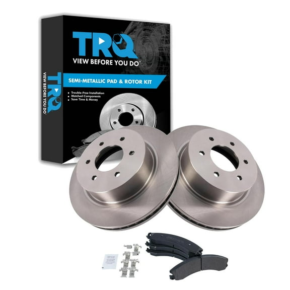 TRQ Front Brake Pad & Rotor Kit Brake Pads Brake Rotor Semi-Metallic Fits Select 2016-2019 Nissan TITAN XD
