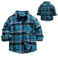 thumbnail image 2 of Otqutp Toddler Comfortable Blouse Kids Flannel Shirt Jacket Plaid Long Sleeve Lapel Button Down Shacket Baby Boys Girls Fall Shirt Top Coat Outwear, 2 of 9