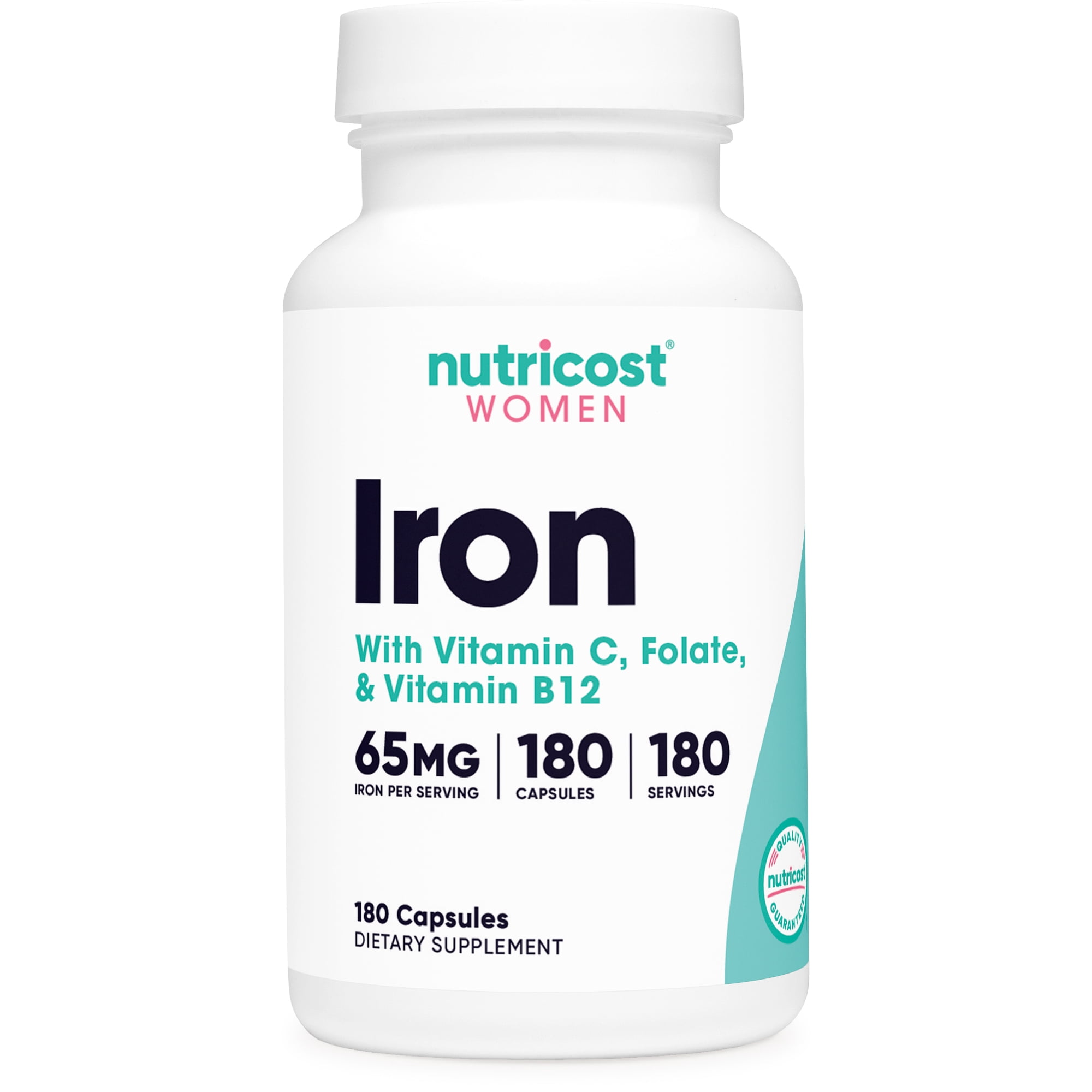 Nutricost Iron for Women 65mg, 180 Capsules, with Vitamin C, B12 & Folate - Supplement