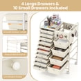 thumbnail image 6 of 14-Drawer Rolling Storage Cart with Metal Tabletop and Pegboard, Scrapbook Paper Office School Organizer,White, 6 of 8
