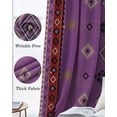thumbnail image 6 of Purple Boho Black Out Curtains 72 Inch Long, Light Blocking Drapes with Black Liner, Country Abstract Geometric Ethnic Aesthetic Thermal Blackout Curtains for Bedroom Living Room 52"x72" 2 Panels, 6 of 8