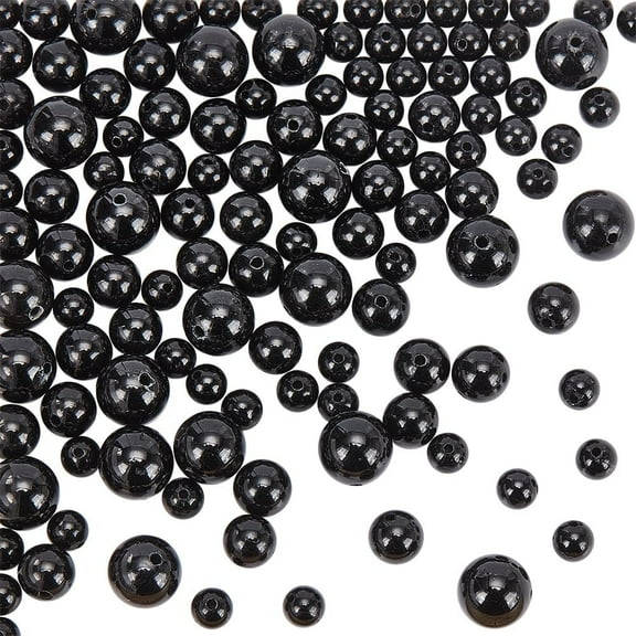 120Pcs 3 Style Natural Black Tourmaline Beads Strands Round 3.8~8.5mm Hole: 0.6~0.8mm