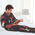 thumbnail image 6 of Honeii Fly Agaric and Flowers Pattern Mens Pajamas Set,2pcs Men's Lounge Long Sleeve Sleep Shirt and Pajama Bottoms Sleepwear Set,Mens Pjs Sets-Large, 6 of 7
