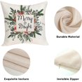 thumbnail image 3 of Merry Christmas Pillow Covers 18x18 Inch Pack of 2,Green Christmas Watercolor Holly Berry Throw Pillow Covers Winter Christmas Decor Linen Pillowcase Farmhouse Cushion Case for Sofa Couch Bed, 3 of 6