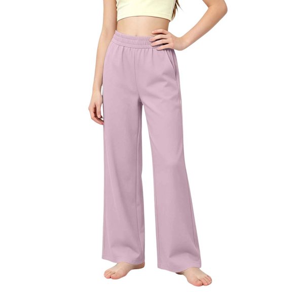yillto Girls Wide Leg Pants Palazzo Lightweight Casual Elastic Waist Loose Athletic Pant Sweatpants