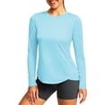 thumbnail image 2 of NinXxx Women's Long Sleeve Sun Tee Breathable Wicking Workout Top Blue M, 2 of 4