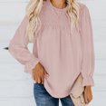 thumbnail image 3 of Top de mujer Diseño de tejido de gasa de color puro con correa trasera Blusa de camisa con mangas abullonadas para vacaciones de otoño Rosa M, 3 of 6