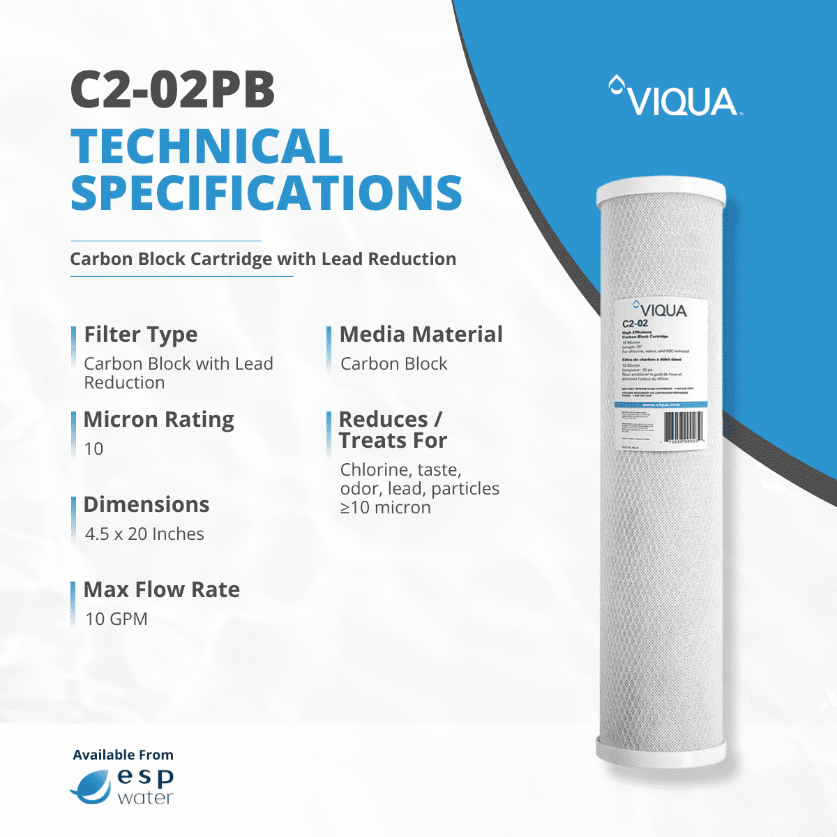 Viqua C2-02PB Lead Reduction Filter for IHS12-D4 & IHS22-D4, 10 Micron