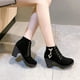thumbnail image 5 of NECHOLOGY Zapatos Botines para mujer Zapatos de mujer botas gruesas de tacón color carne botas de cuero botas de mujer de tacón grueso a la botas transpirables con punta redonda (Black 8.5), 5 of 7