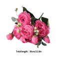 thumbnail image 3 of Ramo de flores 5 cabezas Capullos de rosas artificiales Boda decorativa Tela de seda de plástico Flor falsa, Rosa roja Vogacara HA6434-05B, 3 of 6