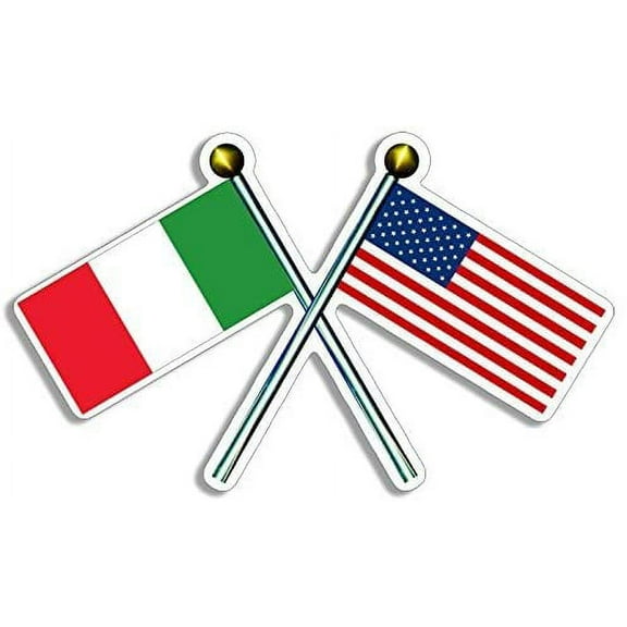Crossed Poles with USA & Italy Flags 3M Reflective sticker| Italian American