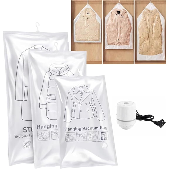 Hanging Vacuum Storage Bags Reusable Space Saver Coat Suit