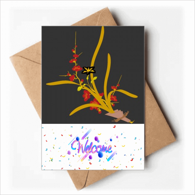 Painting Japanese Culture Flower Welcome Back Greeting Cards Envelopes Blank