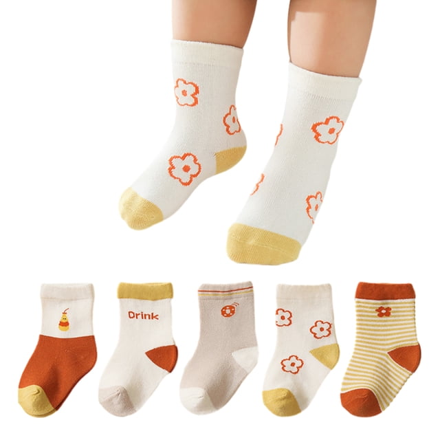 Laklulu 5 pares de calcetines de algodón para niños: bonitos calcetines de tripulación, suaves y divertidos, calcetines para niños, calcetines transpirables para niños y niñas