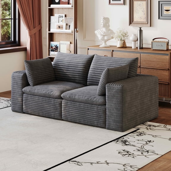 MAYEERTY Corduroy Cloud Sofa, 71" Modular Deep Seat Couch with Removable Cushion & Double-layer Structure, No Assembly Leisure Sofa for Home & Office