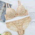thumbnail image 4 of Tbopshirt Bras for Women Clearance Ladies Sexy Suit French Sexy Ultra-thin Flower Pattern Underwire Thin Lace Bra Set, 4 of 6