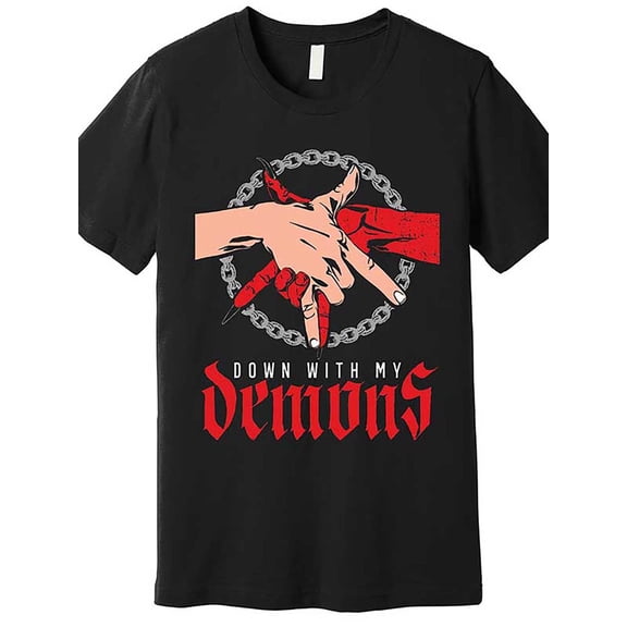 Gothic Down With My Demons Graphic Vintage Grunge Y2k Cotton Men's Women's T-Shirt