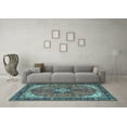 thumbnail image 3 of Ahgly Company Indoor Rectangle Medallion Light Blue Traditional Area Rugs, 2' x 3', 3 of 4