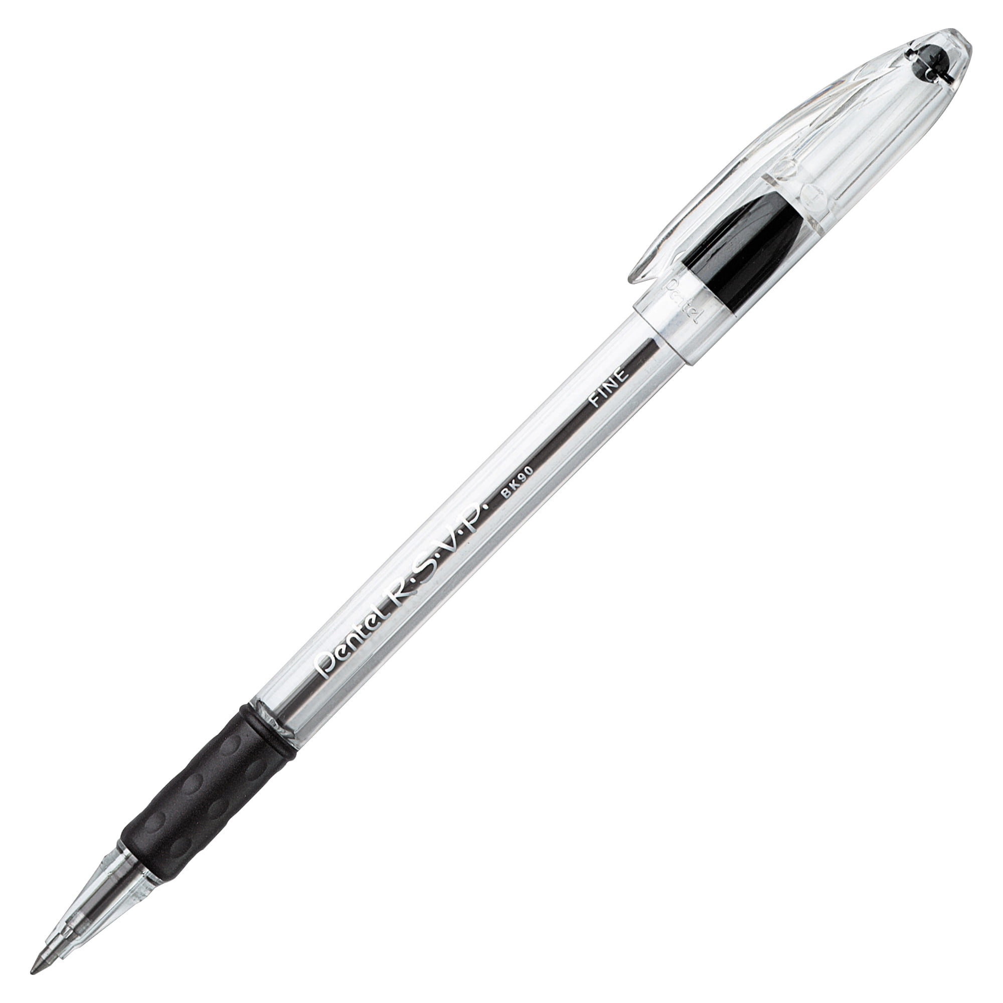 Pentel RSVP Ballpoint Pen, (0.7mm) Fine Line, Black Ink, 12 count