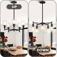 thumbnail image 2 of 3-Light/5-Light chandelier with clear glass lamp cover for dining room, kitchen, farmhouse chandelier, industrial metal hanging lamp for foyer living room, height adjustable, 2 of 4