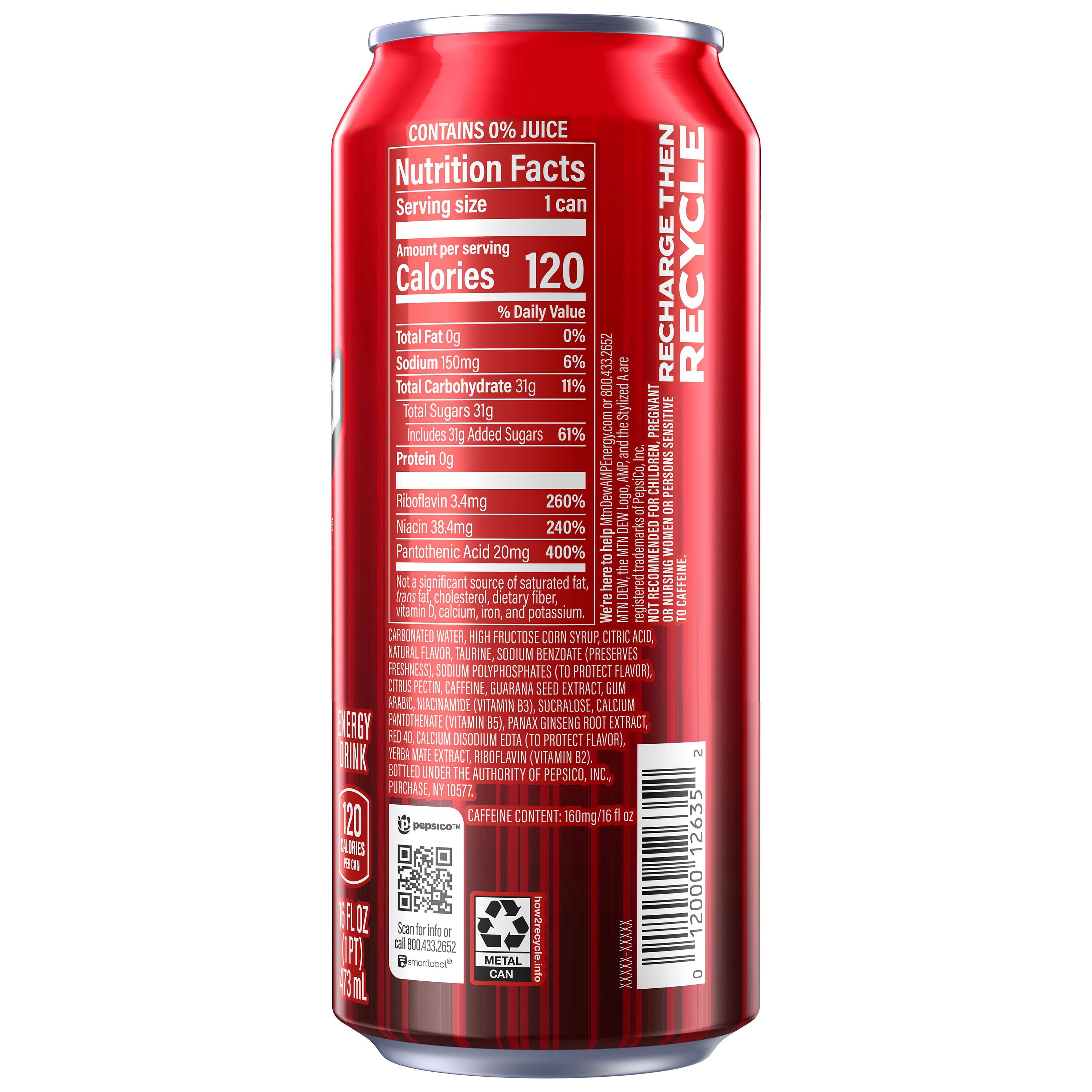 Mountain Dew Dew AMP Energy Cherry Blast Flavored Energy 16 fl oz, 1 Count Can