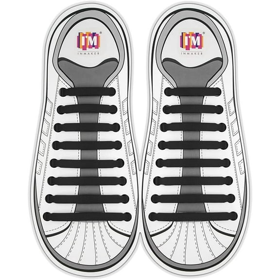 INMAKER No Tie Shoe Laces for Adults and Kids, Elastic Shoelaces for Sneakers, Rubber Silicone Tieless Laces