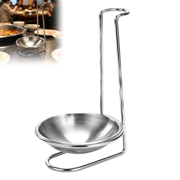 Stainless Steel Vertical Spoon Rest Holder Kitchen Utensil Organizer with Catcher Dish Space Saving