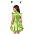 thumbnail image 7 of Aislor Girls 2Pcs Alien Dress Up Iridescent Glossy Flying Sleeve Ruffled Tutu Dress with Hair Hoop Green 10, 7 of 7