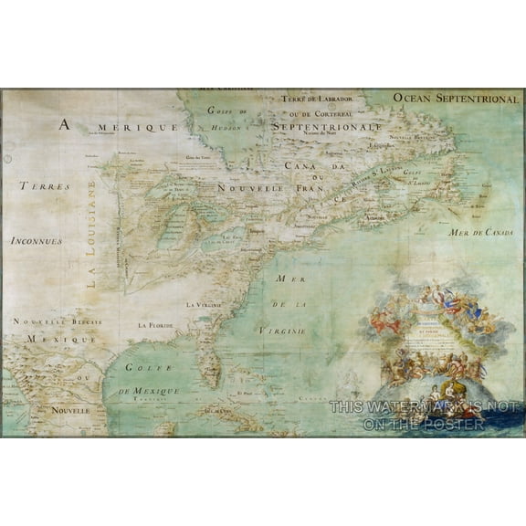 24"x36" Gallery Poster, north america map 1681 map of North America