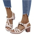 thumbnail image 3 of Ikevan Women Slide Hollow Out Comfy Sandals High Heeled Beach Shoes, 3 of 6