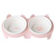 thumbnail image 1 of Cuencos de cerámica para gatos, cuencos dobles para comida y agua, cuencos de cerámica elevados para gatos con soporte de plástico, 1 of 5