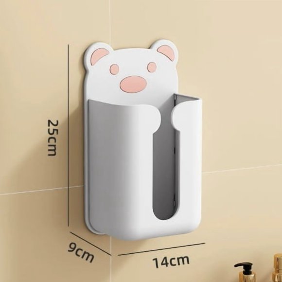 Caja de pañuelos con dibujos animados for el hogar, organizador de pañuelos sin taladro, autoadhesiva for pared, for baño o sala de estar (paquete de 1)
