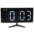 thumbnail image 2 of Reloj despertador con forma de TV sin bordes, pantalla LED, reloj de espejo multifuncional para el hogar y la oficina., 2 of 14