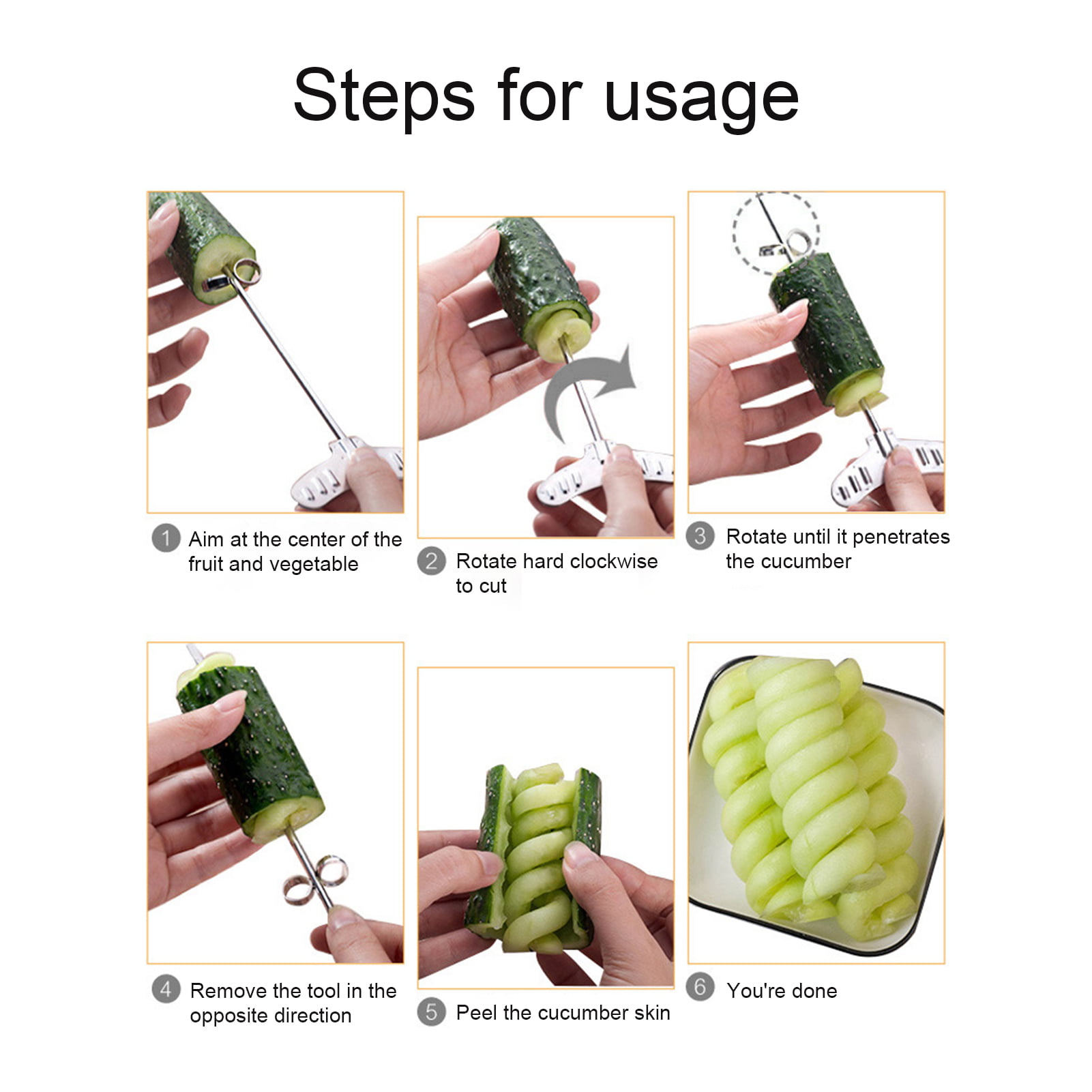 Cucumber Carrot Potato Spiral Knife Spiral Slicer Blade Cut - Temu