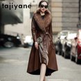 thumbnail image 2 of Chaqueta de plumón de piel de cabra auténtica de Tayikistán para mujer, abrigos largos de invierno, parkas de lujo con cuello de piel de zorro y visón bordado, 2 of 5