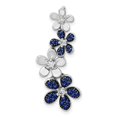 thumbnail image 1 of Pendentif en Or Blanc 14k avec Diamants Réels et Saphir.29, 4 Fleurs, 1 of 1