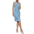 thumbnail image 2 of Vestido lápiz de longitud a la rodilla para mujer sin mangas con escote en V, vestido ceñido de verano 2025 para oficina, color azul cielo L, 2 of 5