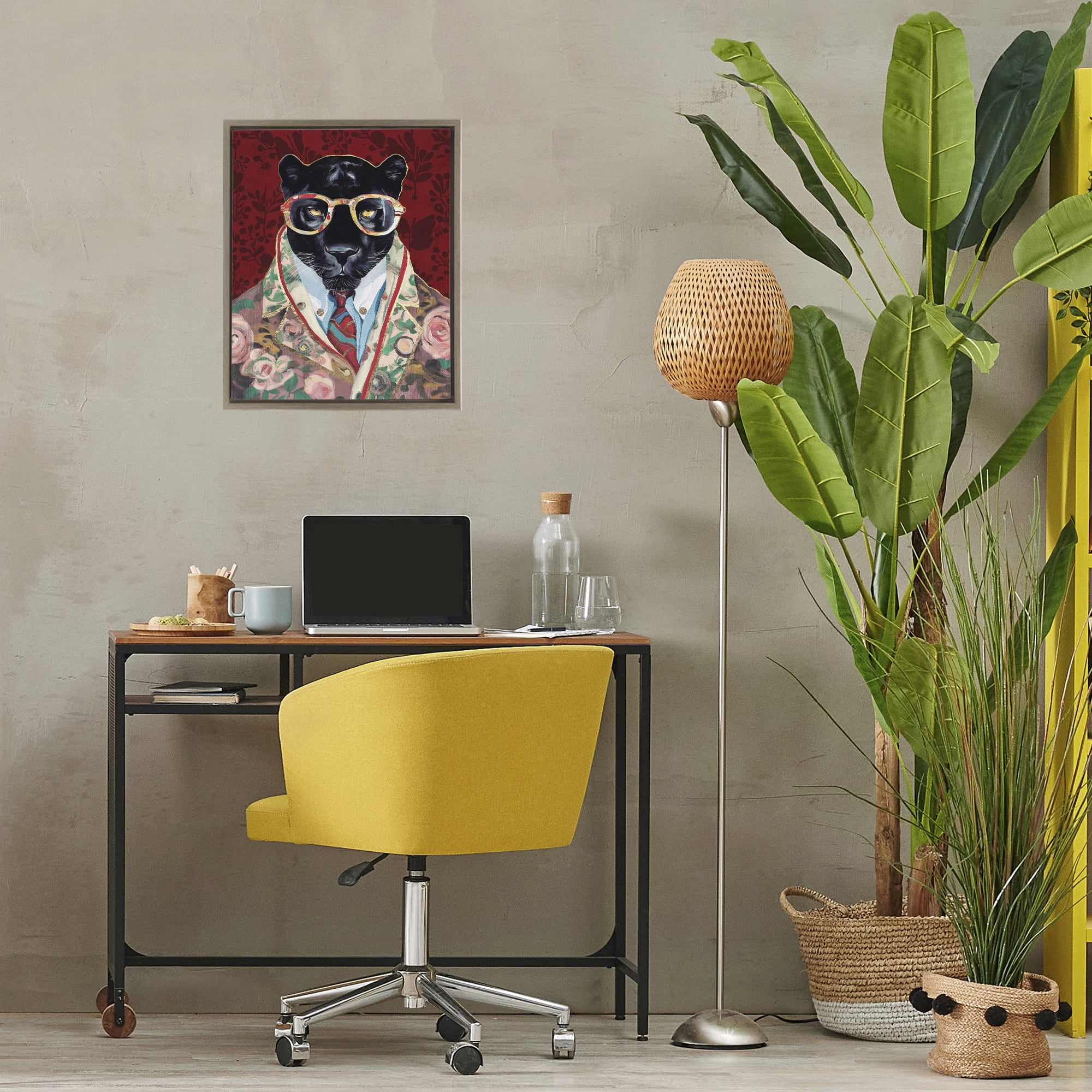 Stupell Industries Fashionable Scarlet Panther Brown Framed Floater Canvas Wall Art, design by Svetlana Aleynikova