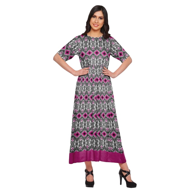 Moomaya Robe Kurta Imprimée Tenue d'Été Kurti pour Dames Tunique Longue Hauts pour Femmes