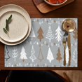 thumbnail image 4 of Gray Christmas Tree Pattern Summer Placemats Table Placemats Set Of 6-Linen Kitchen Washable Placemats Table Mats 11.8"x17.7" Non-Slip Heat Resistant, 4 of 5