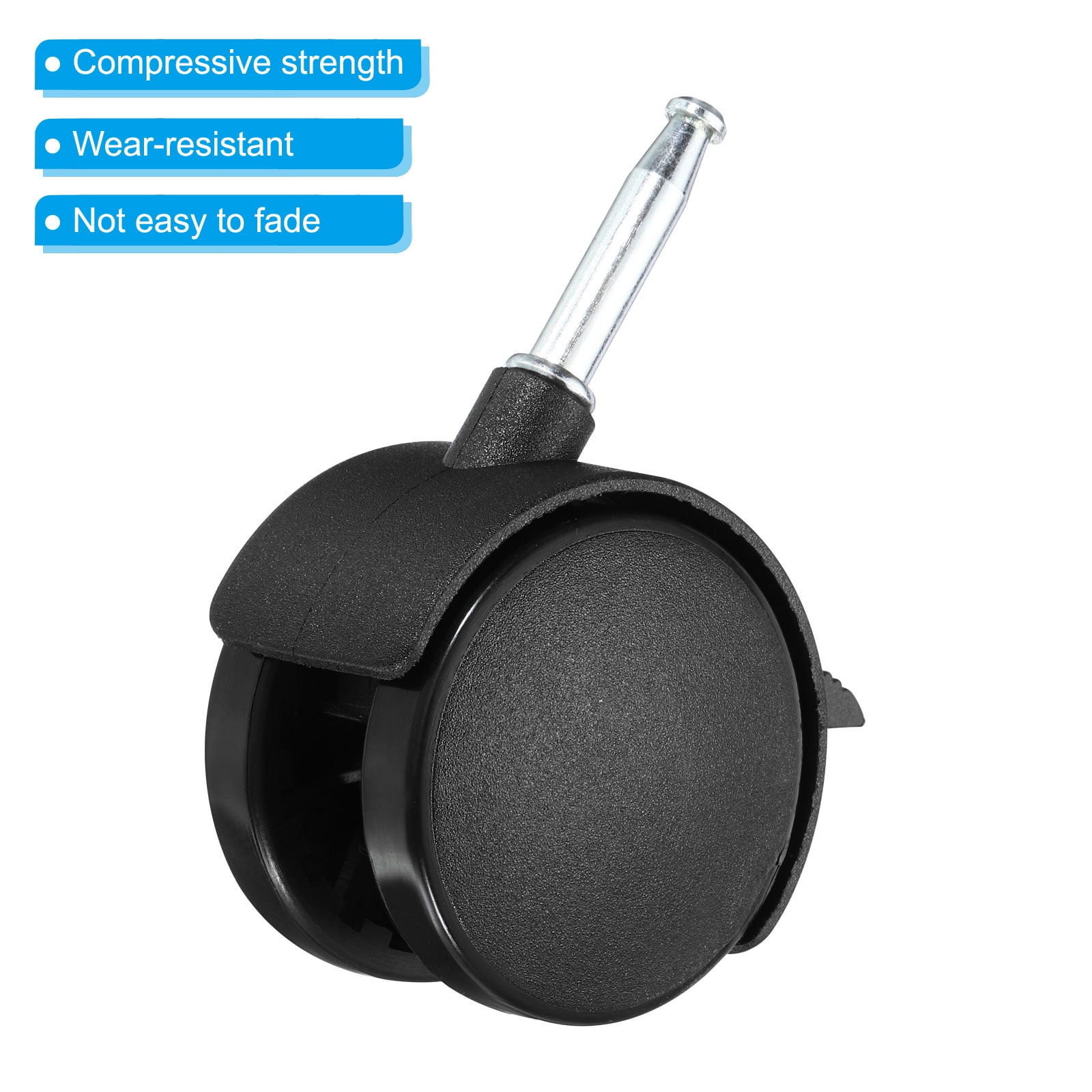 2.4" Swivel Stem Casters Nylon 360 Degree Insert Stem Wheel with Brake, 6 Pack