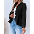 thumbnail image 4 of Elegant Women Blazer Business Work Office Peplum Hem Jacket Open Front Herringbone Coats, 4 of 6