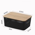 thumbnail image 3 of Plastic Storage Baskets with Bamboo Lid - Plastic Storage Containers Stackable Storage bins, Storage Baskets for Organizing Shelves Drawers Desktop Closet Playroom Classroom Office, 3 of 3