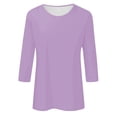 thumbnail image 5 of Womens Tops T-Shirts Crewneck Printed Three Quarter Sleeve Blouse Daily Casual Trendy Shirts, 5 of 5