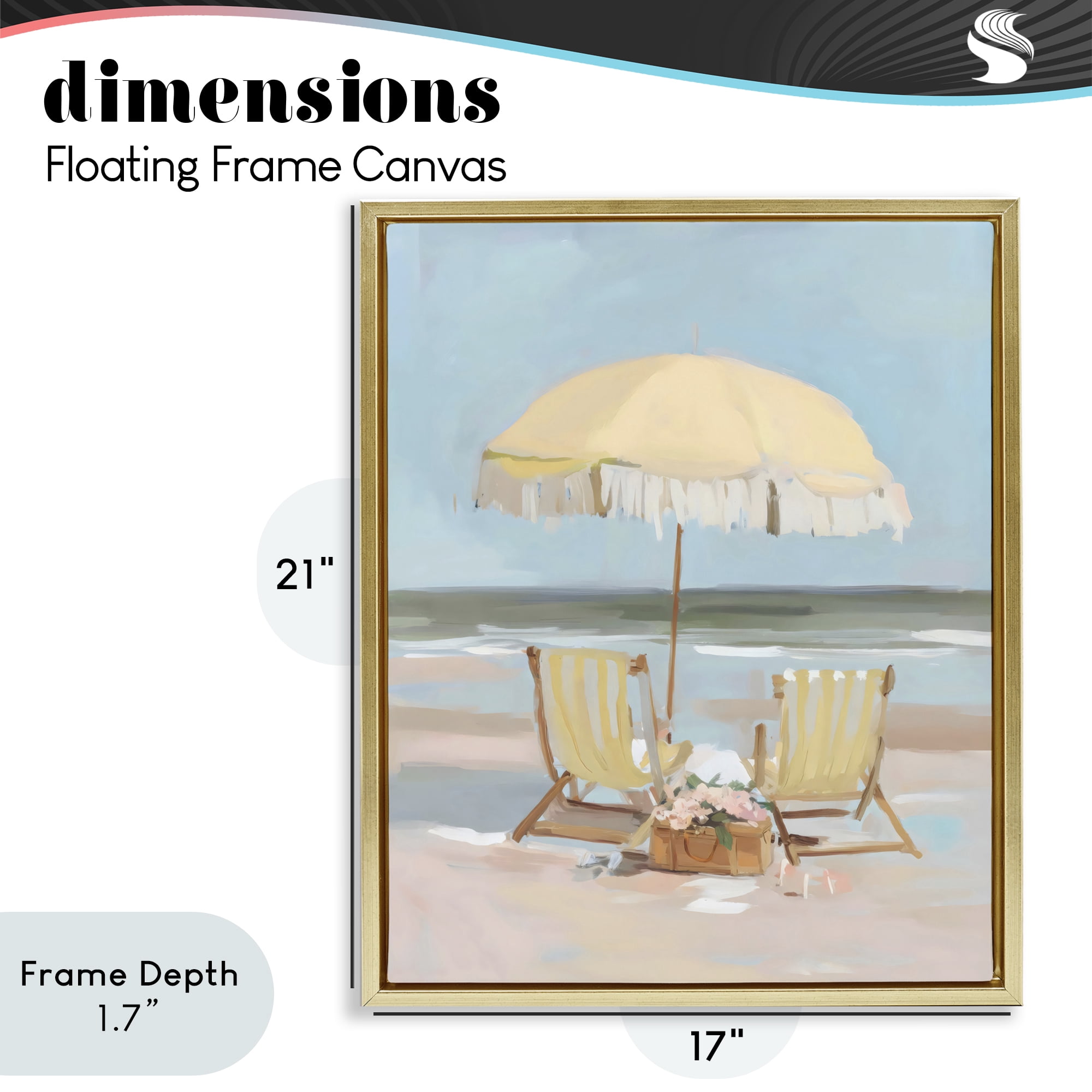 Stupell Industries Yellow Chairs Beach Relaxation Gold Framed Floater Canvas Wall Art, design by Sisi and Seb
